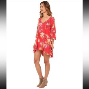 Free People Eyes On You Floral Print High-Low Mini Dress sz.6